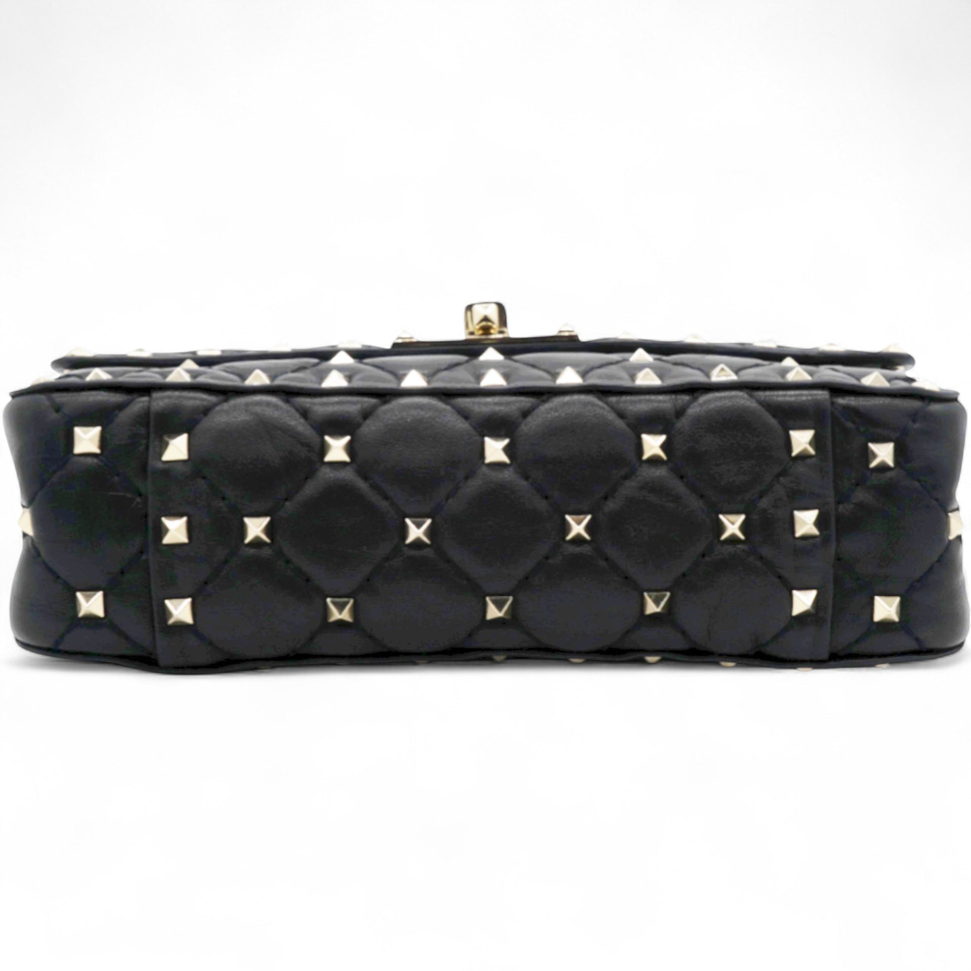 Valentino Garavani  Lambskin Small Rockstud Spike Shoulder Bag Black