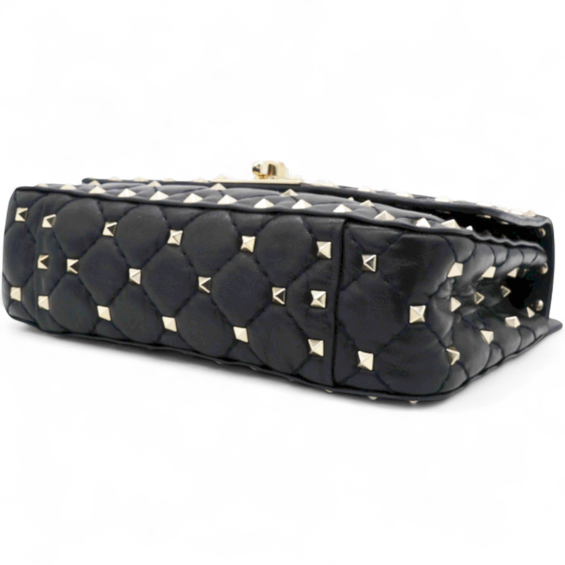 Valentino Garavani  Lambskin Small Rockstud Spike Shoulder Bag Black