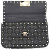 Valentino Garavani  Lambskin Small Rockstud Spike Shoulder Bag Black