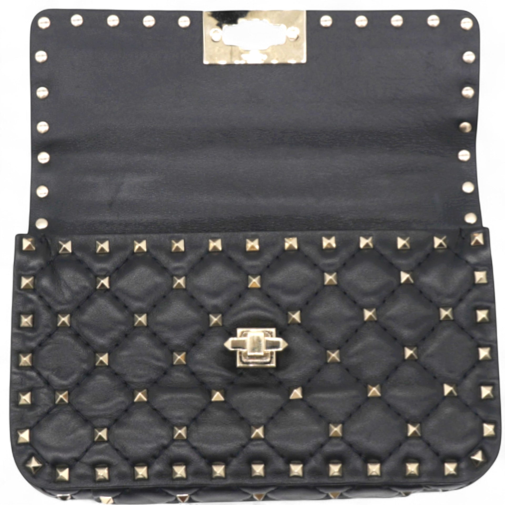 Valentino Garavani  Lambskin Small Rockstud Spike Shoulder Bag Black