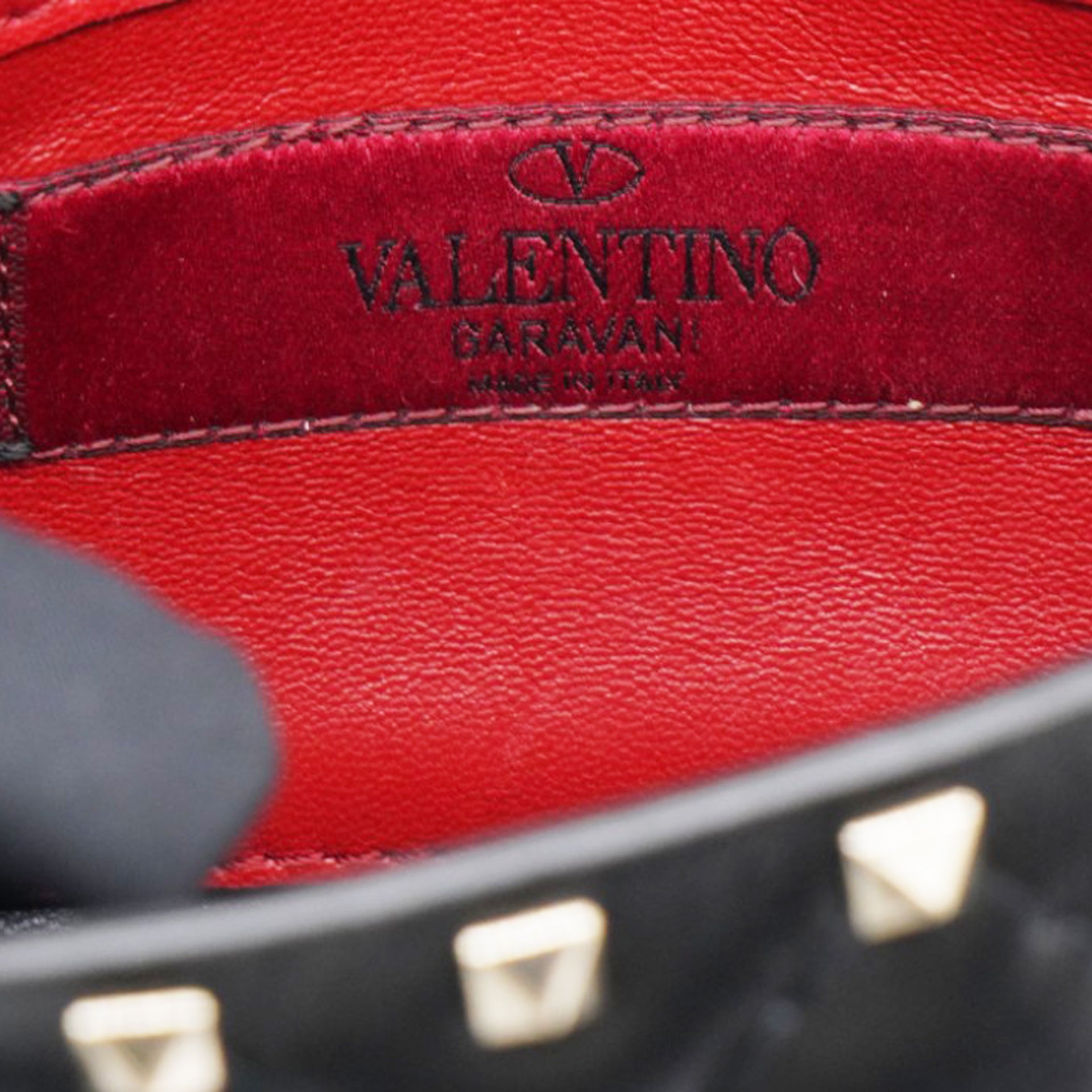 Valentino Garavani  Lambskin Small Rockstud Spike Shoulder Bag Black