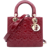 Red Cannage Patent Leather Medium Lady Dior Tote