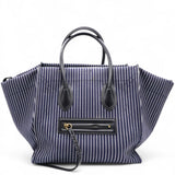 Cotton Canvas Striped Phantom Luggage Navy White