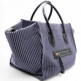 Cotton Canvas Striped Phantom Luggage Navy White