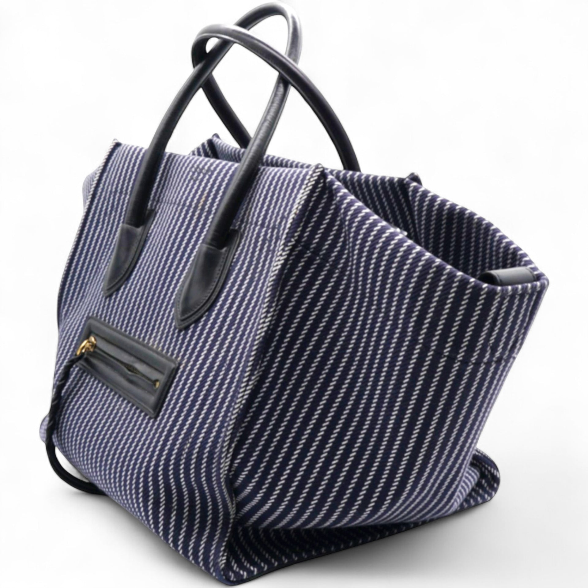 Cotton Canvas Striped Phantom Luggage Navy White