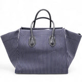 Cotton Canvas Striped Phantom Luggage Navy White