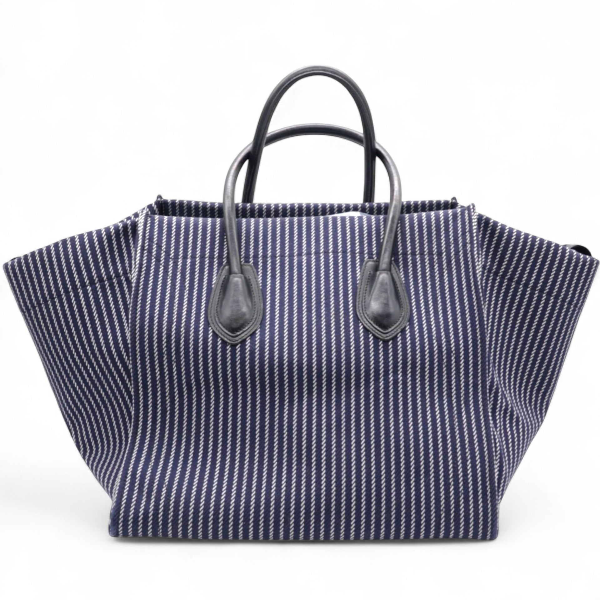 Cotton Canvas Striped Phantom Luggage Navy White