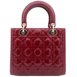 Red Cannage Patent Leather Medium Lady Dior Tote
