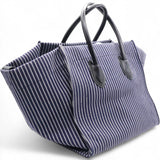 Cotton Canvas Striped Phantom Luggage Navy White