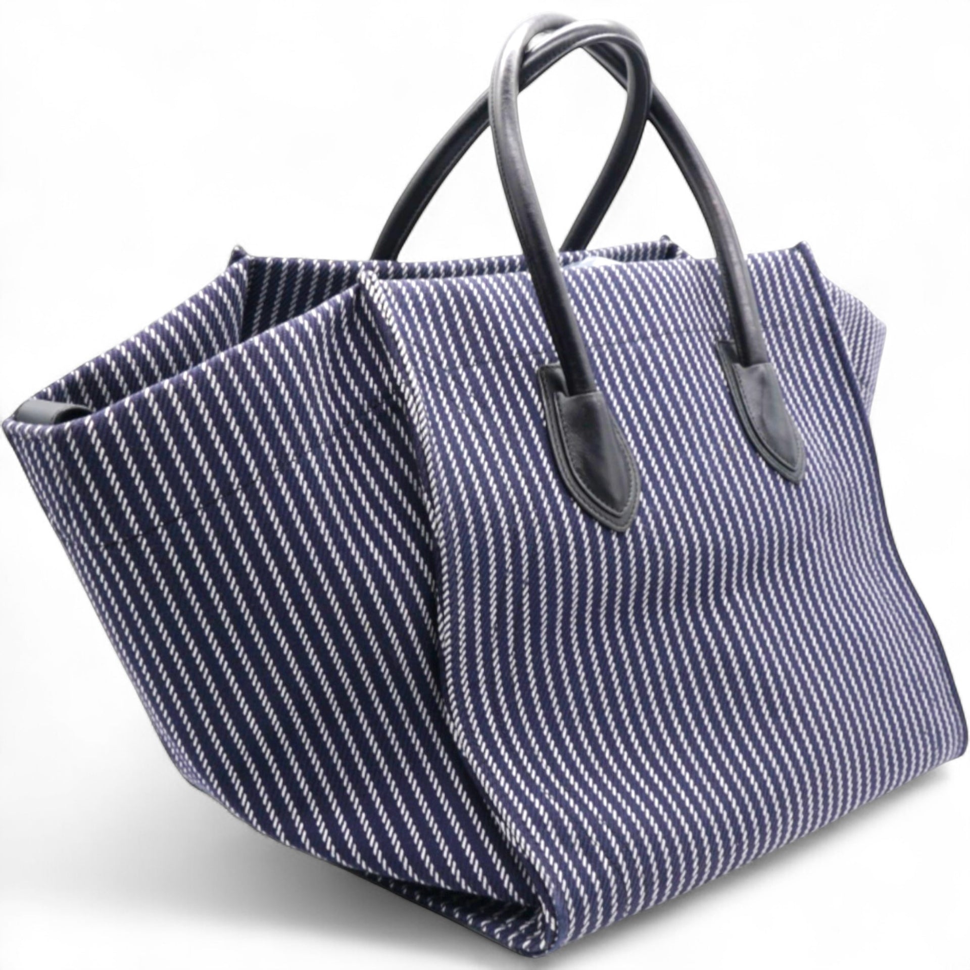 Cotton Canvas Striped Phantom Luggage Navy White
