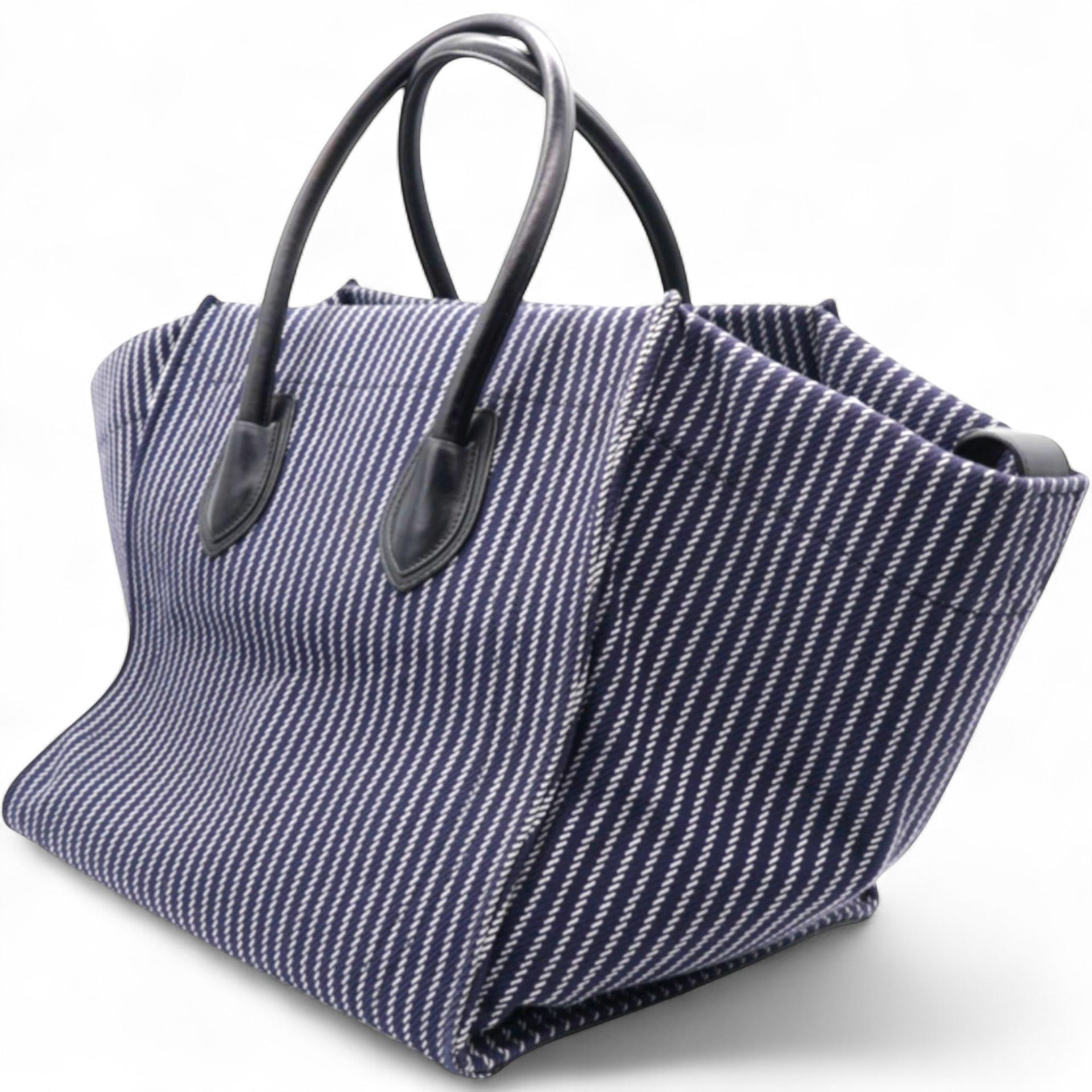 Cotton Canvas Striped Phantom Luggage Navy White