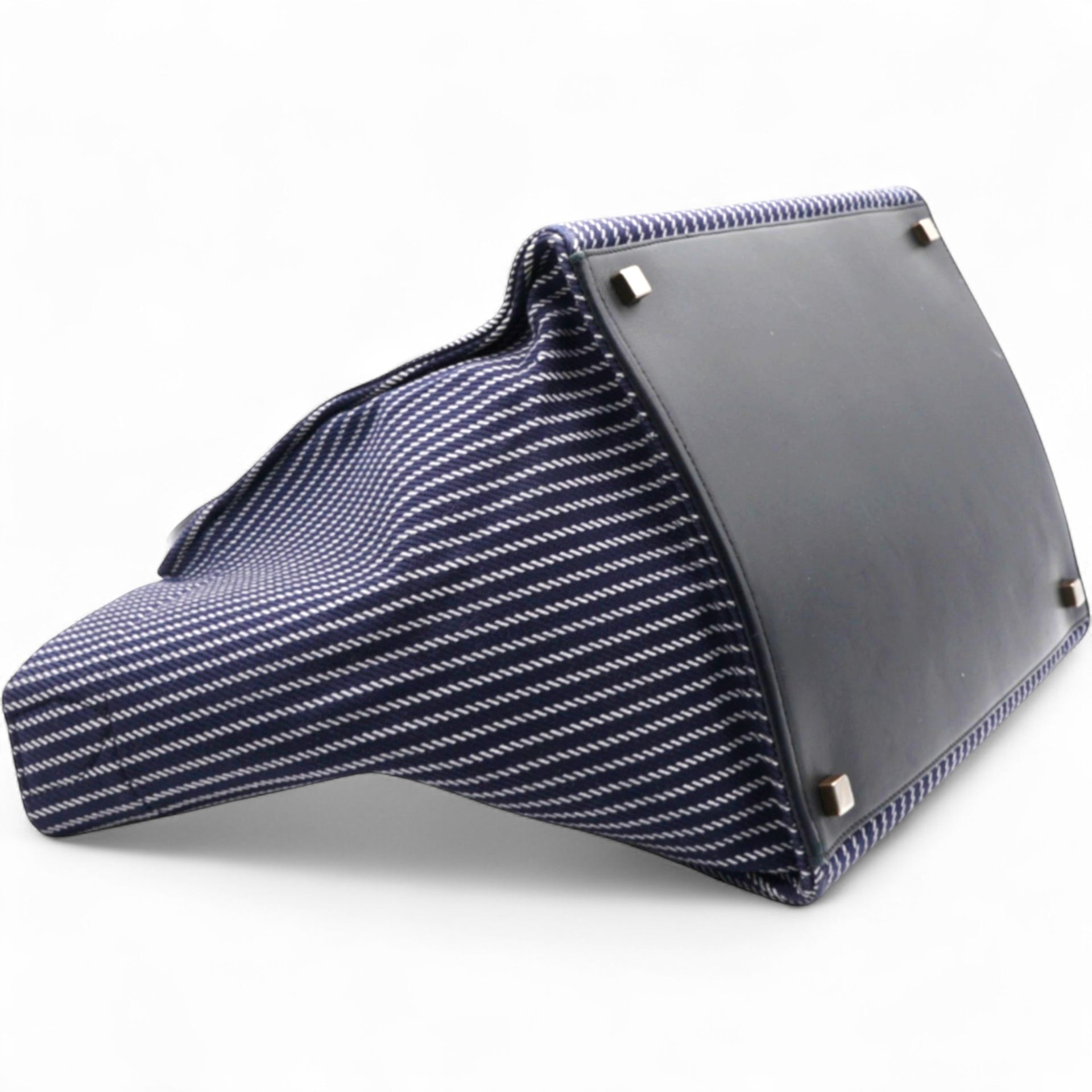 Cotton Canvas Striped Phantom Luggage Navy White