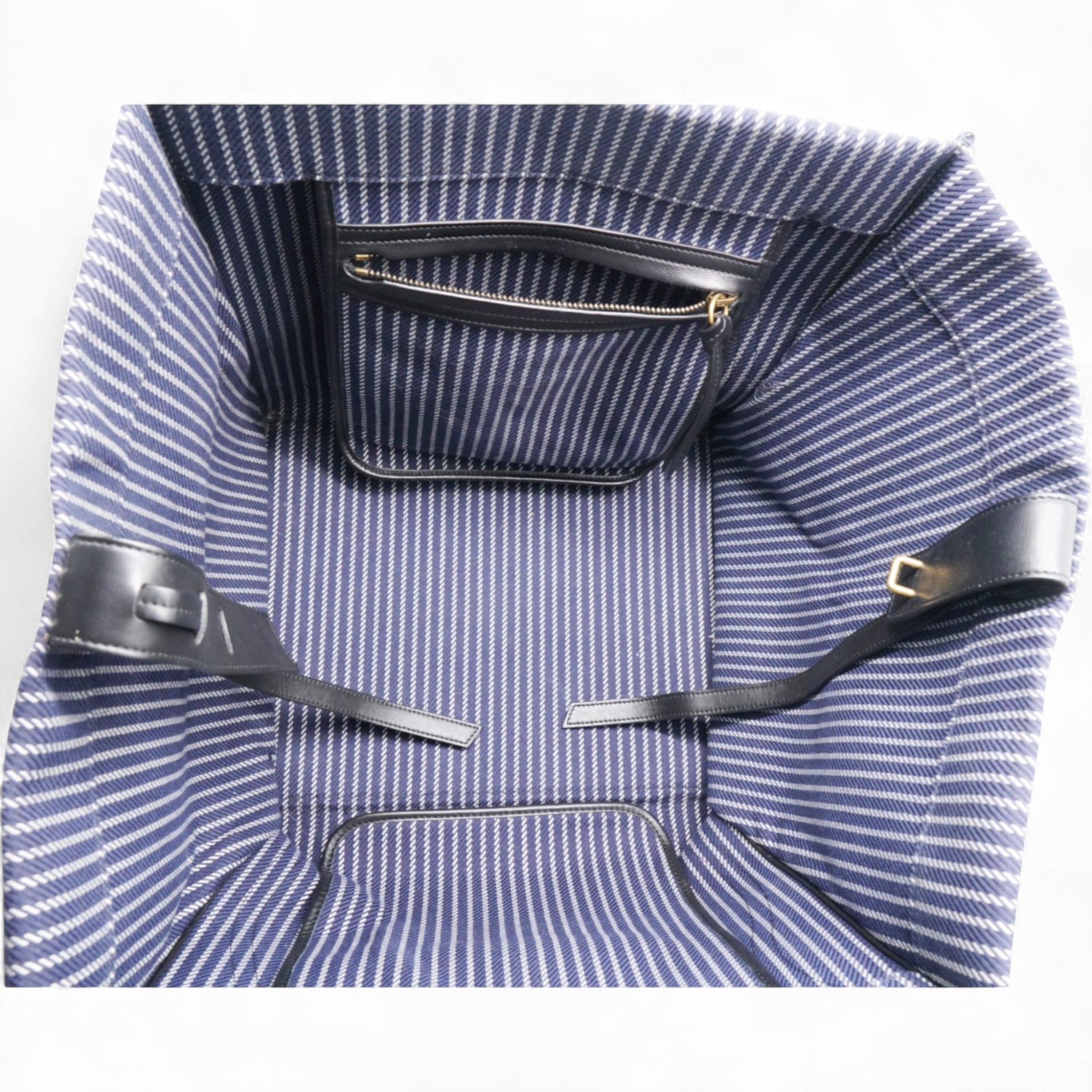 Cotton Canvas Striped Phantom Luggage Navy White