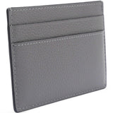 Grained Leather Classic Silver Hardware Card Holder Dark Grey