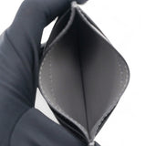 Grained Leather Classic Silver Hardware Card Holder Dark Grey