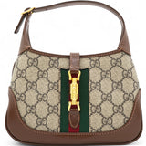 GG Supreme Monogram Azalea Web Mini Jackie 1961 Hobo Beige Ebony Brown Sugar