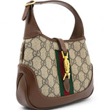 GG Supreme Monogram Azalea Web Mini Jackie 1961 Hobo Beige Ebony Brown Sugar
