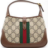 GG Supreme Monogram Azalea Web Mini Jackie 1961 Hobo Beige Ebony Brown Sugar