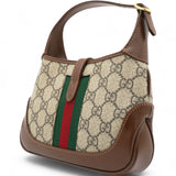 GG Supreme Monogram Azalea Web Mini Jackie 1961 Hobo Beige Ebony Brown Sugar