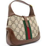 GG Supreme Monogram Azalea Web Mini Jackie 1961 Hobo Beige Ebony Brown Sugar