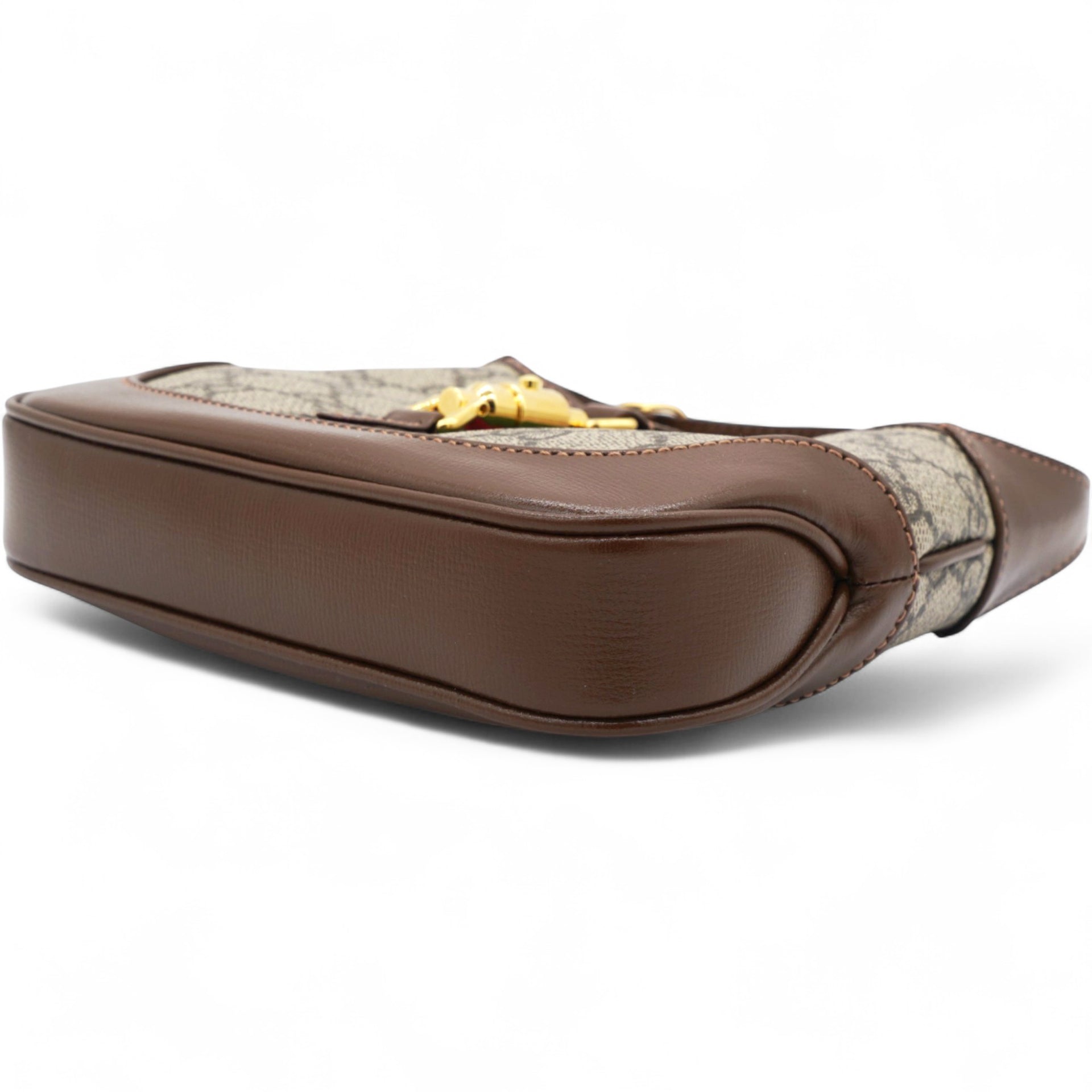 GG Supreme Monogram Azalea Web Mini Jackie 1961 Hobo Beige Ebony Brown Sugar