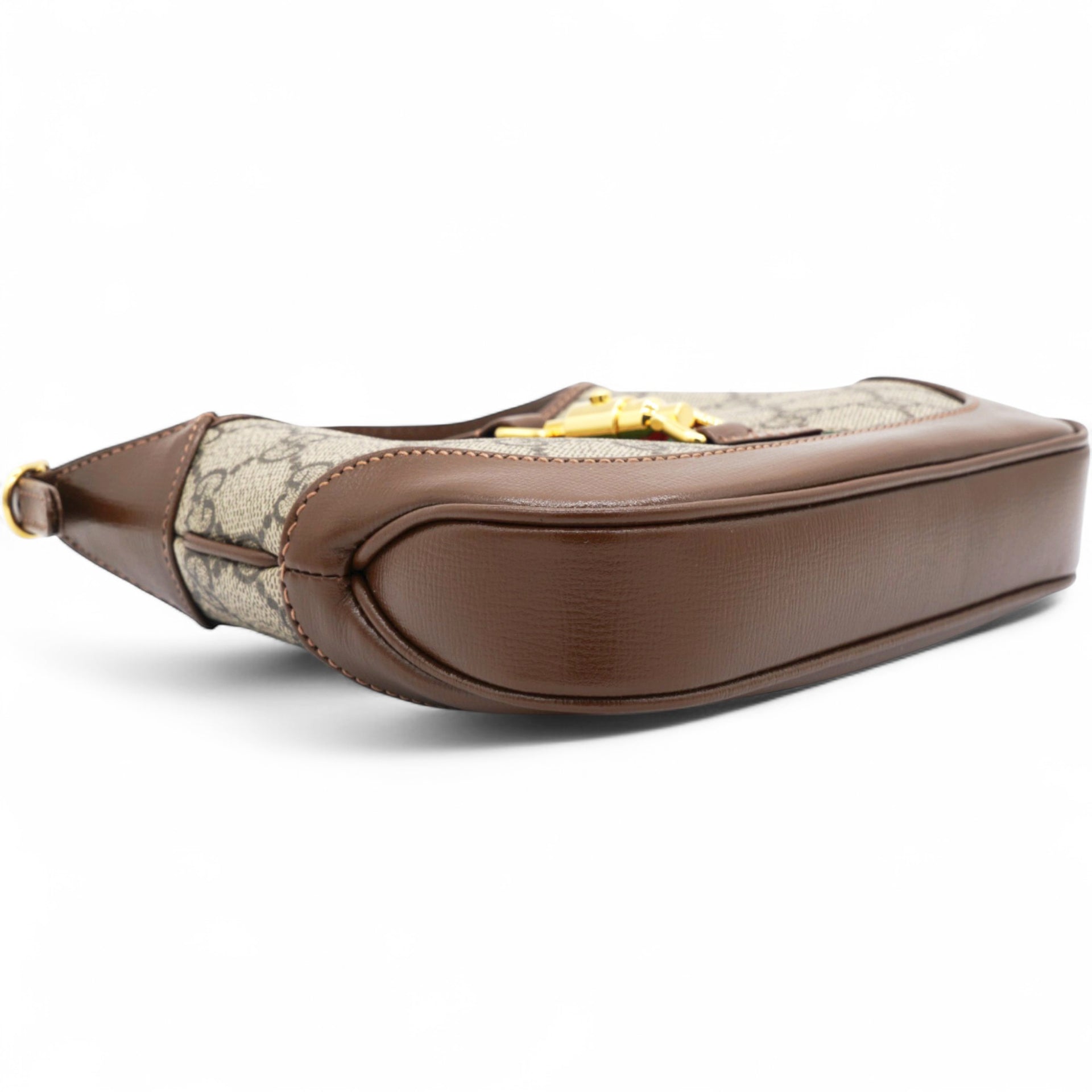 GG Supreme Monogram Azalea Web Mini Jackie 1961 Hobo Beige Ebony Brown Sugar