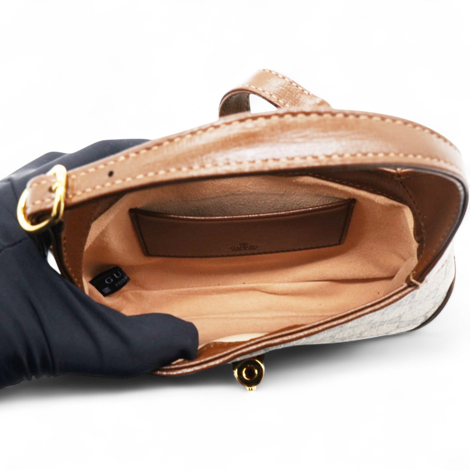 GG Supreme Monogram Azalea Web Mini Jackie 1961 Hobo Beige Ebony Brown Sugar