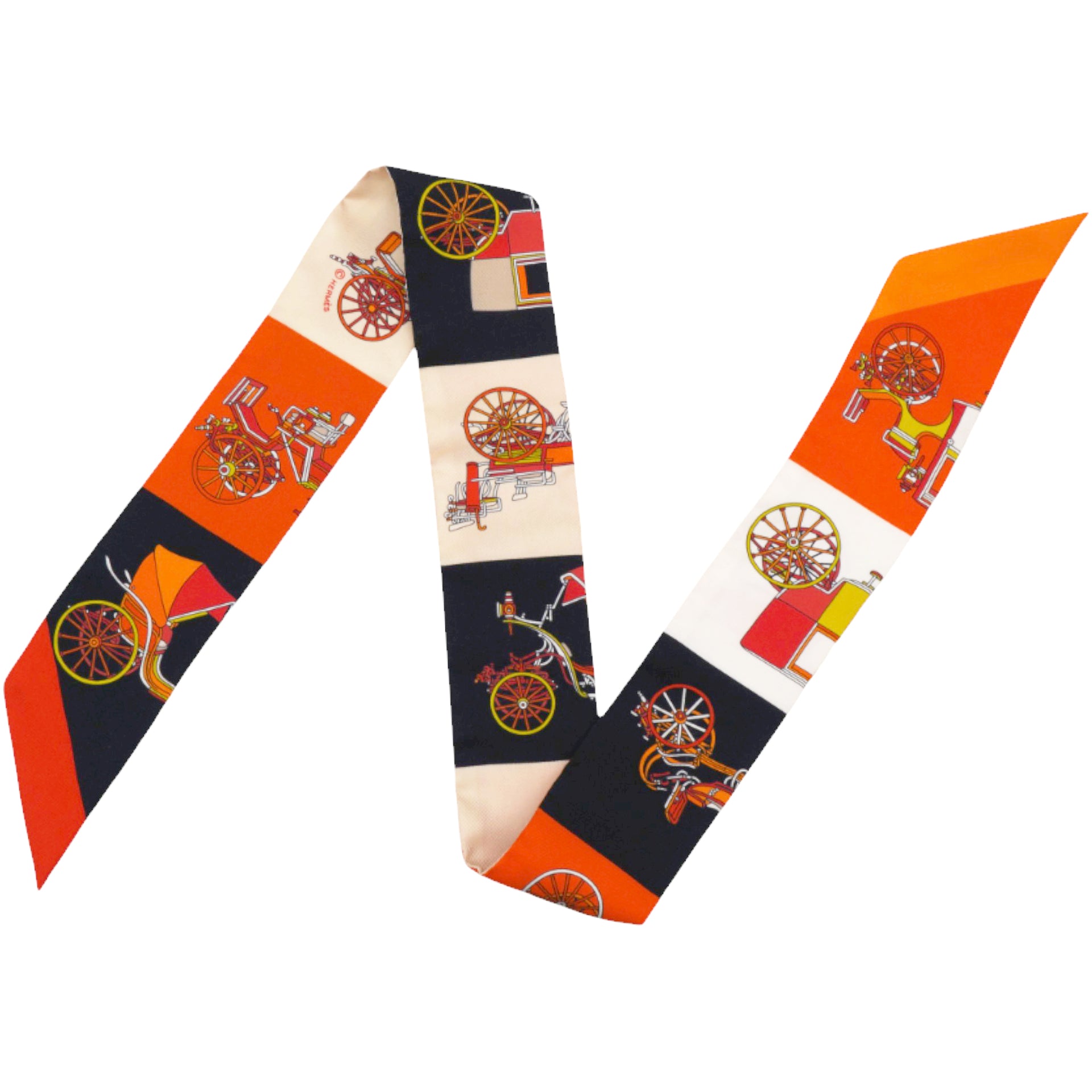 Silk Les Voitures Exquises Twilly Orange Beige Kaki