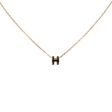 Pop H Mini Blanc Lacquer Black Rose Gold-Plated Pendant
