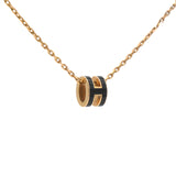 Pop H Mini Blanc Lacquer Black Rose Gold-Plated Pendant