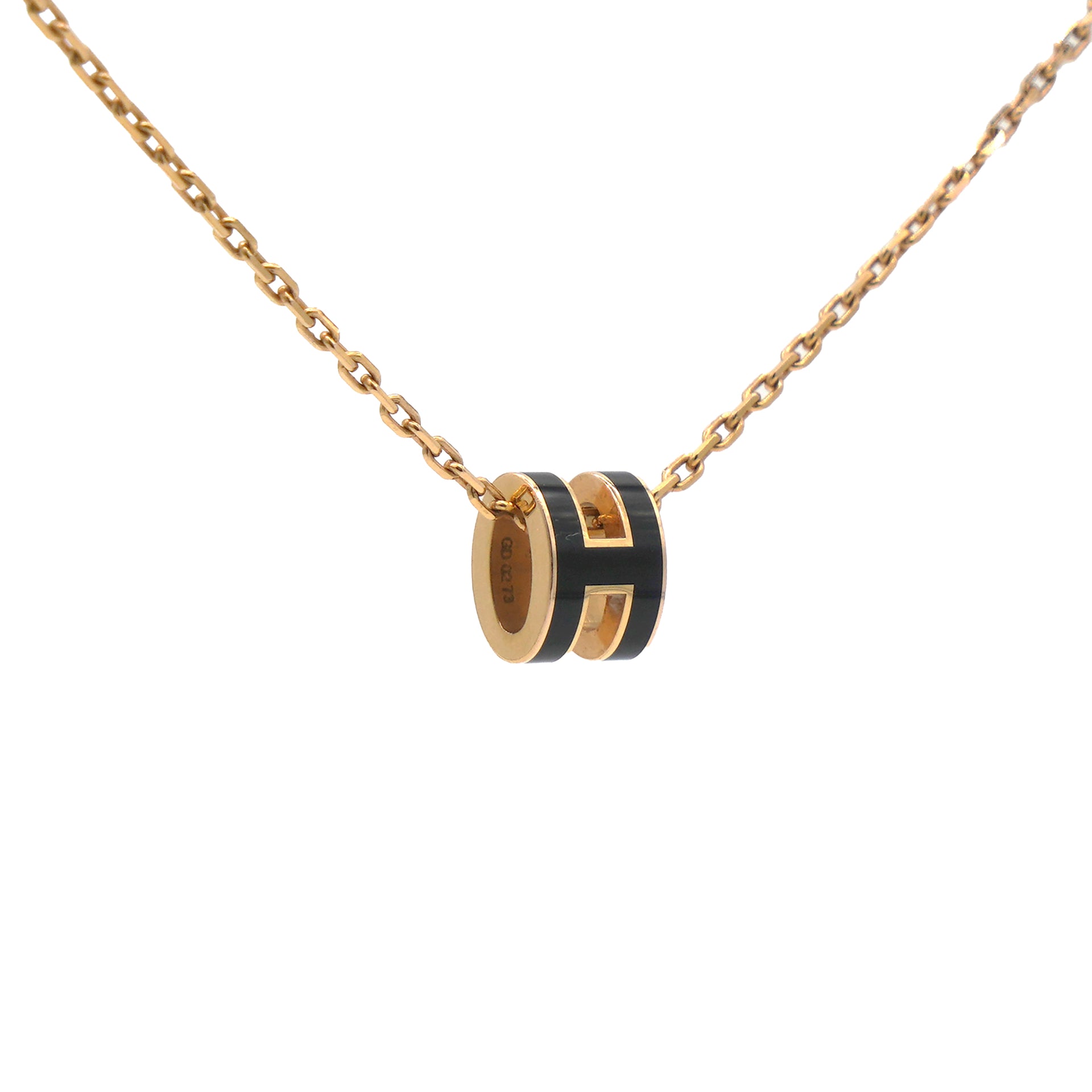 Pop H Mini Blanc Lacquer Black Rose Gold-Plated Pendant