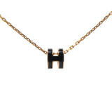 Pop H Mini Blanc Lacquer Black Rose Gold-Plated Pendant