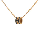 Pop H Mini Blanc Lacquer Black Rose Gold-Plated Pendant