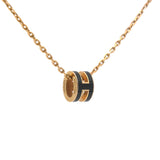 Pop H Mini Blanc Lacquer Black Rose Gold-Plated Pendant
