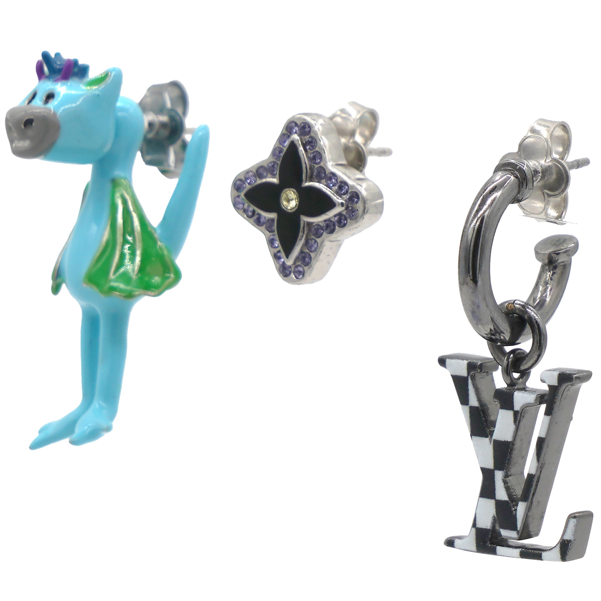 Enamel Palladium Earrings Multicolor