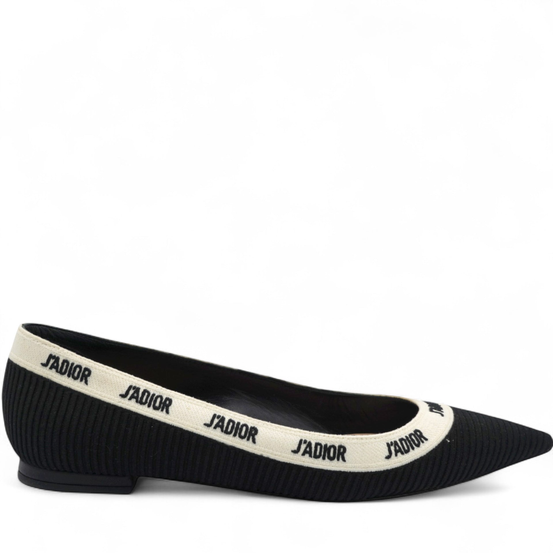 Fabric Ribbon Embroidered J'Adior Ballet Flats Black Size37