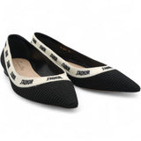 Fabric Ribbon Embroidered J'Adior Ballet Flats Black Size37