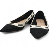 Fabric Ribbon Embroidered J'Adior Ballet Flats Black Size37