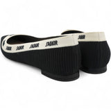 Fabric Ribbon Embroidered J'Adior Ballet Flats Black Size37