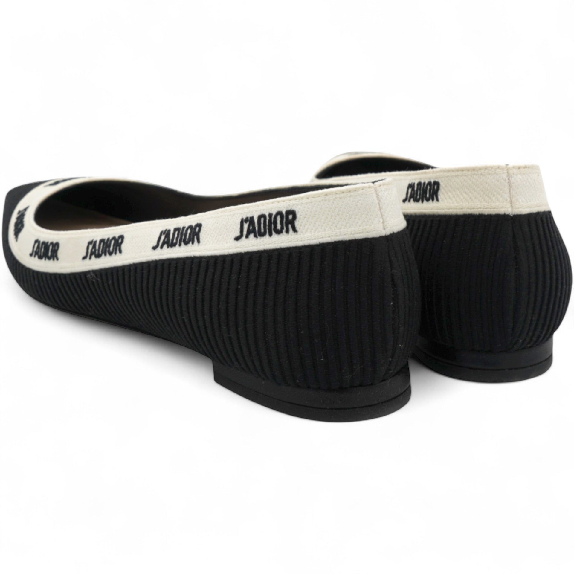 Fabric Ribbon Embroidered J'Adior Ballet Flats Black Size37