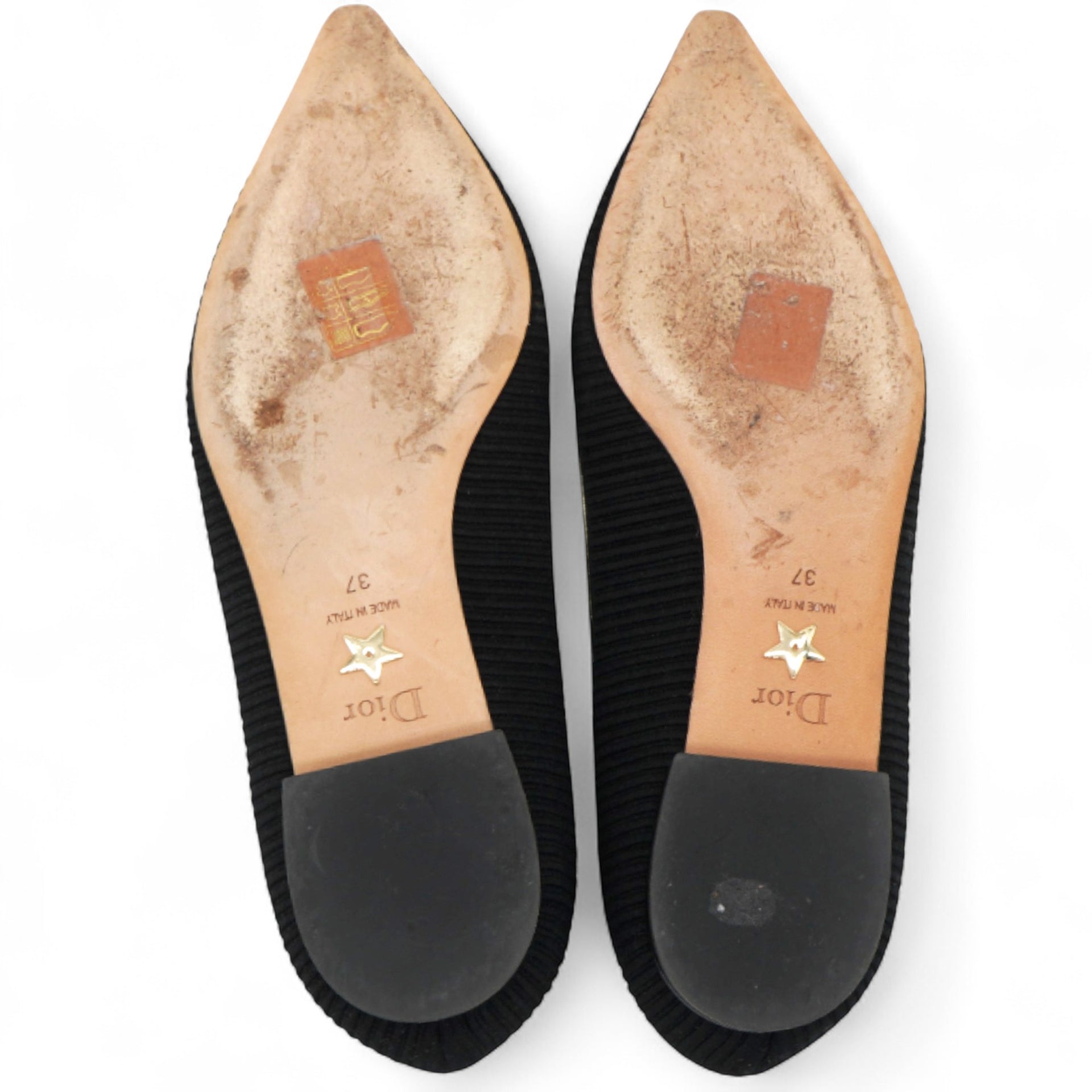 Fabric Ribbon Embroidered J'Adior Ballet Flats Black Size37