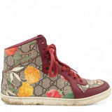 Pink Blooms Print Coated Canvas and Suede High Top Sneakers Size35.5