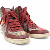 Pink Blooms Print Coated Canvas and Suede High Top Sneakers Size35.5