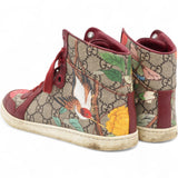 Pink Blooms Print Coated Canvas and Suede High Top Sneakers Size35.5