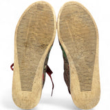 Pink Blooms Print Coated Canvas and Suede High Top Sneakers Size35.5