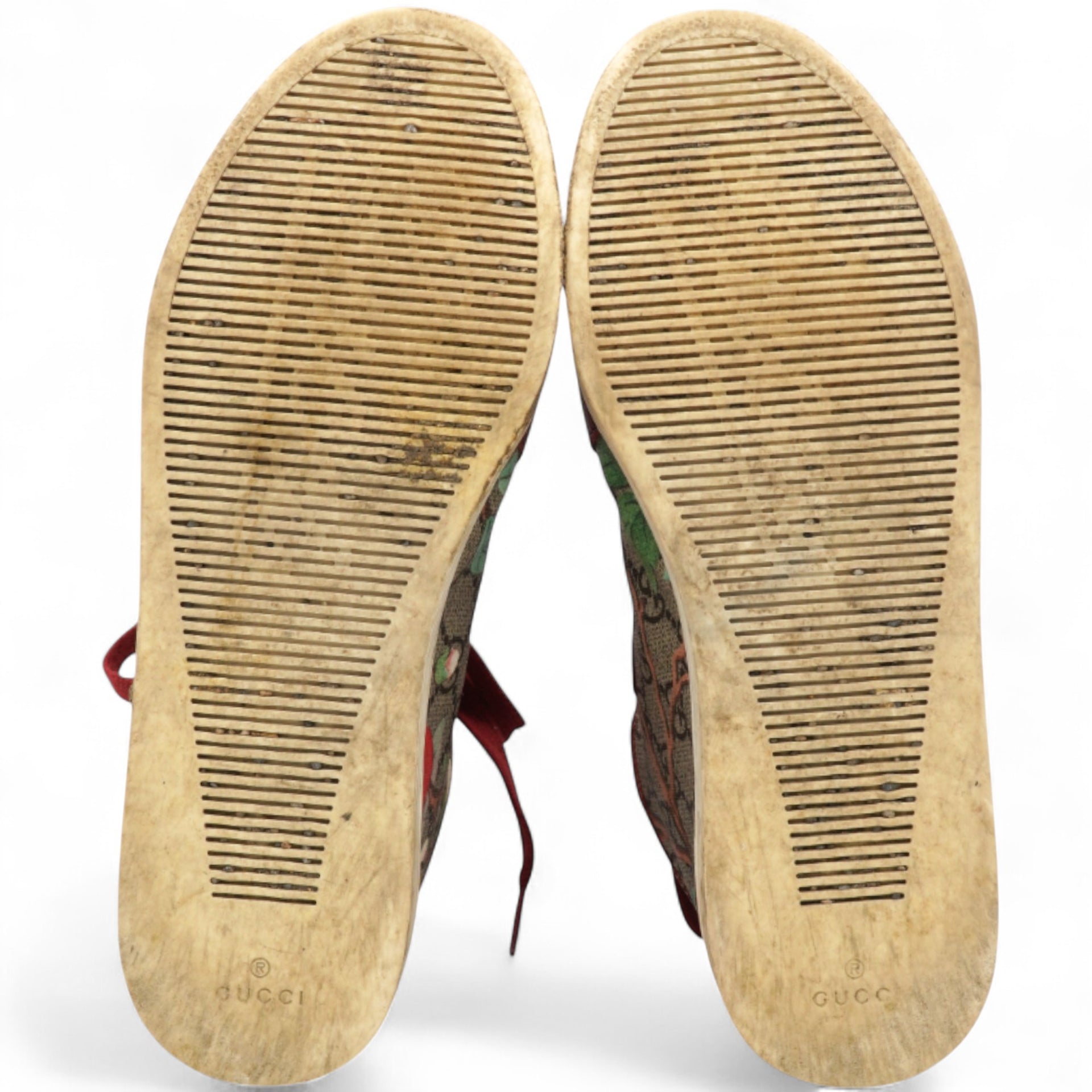 Pink Blooms Print Coated Canvas and Suede High Top Sneakers Size35.5