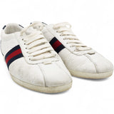White Guccissima Leather Web Detail Low Top Sneakers Size35.5