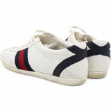 White Guccissima Leather Web Detail Low Top Sneakers Size35.5