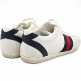 White Guccissima Leather Web Detail Low Top Sneakers Size35.5