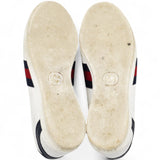White Guccissima Leather Web Detail Low Top Sneakers Size35.5